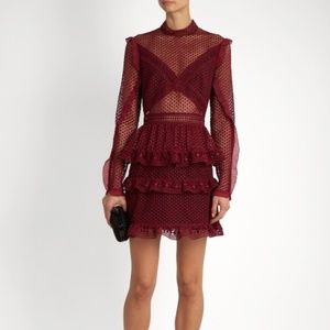 SELF-PORTRAIT Dot Mesh Mini L/S Dress - NWOT